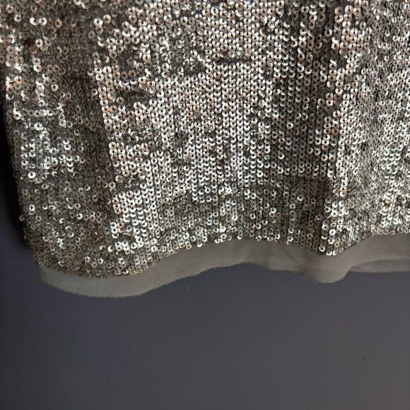 Talbots Silver Grey Sequin Sleeveless Shell Tank Top Blouse Plus Size 16 V Neck - Picture 5 of 12